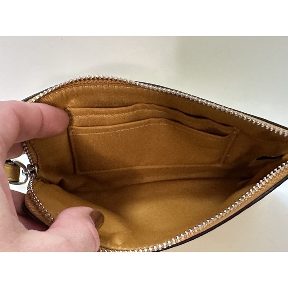 Coach, Women's Wristlet/Wallet, Yellow W/Coach Logo Pattern - Picture 3 of 5